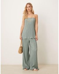 Y.A.S - Plisse Wide Leg Trouser Co-ord With Rolled Hem Detail - Lyst