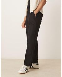 ASOS - Pantalones De Vestir Negros De Pernera Recta Con Cinturilla Elástica De - Lyst