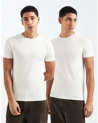 ASOS - Confezione Da 2 T-Shirt Basic Attillate Color Crema - Lyst