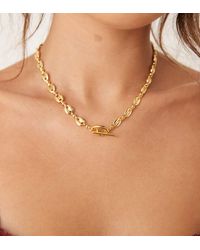 Orelia - 18K Vergulde Mariner-Schakelketting Met T-Bar - Lyst