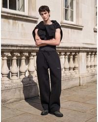 ASOS - Wide Leg Scuba-style Fabric jogger With Embroidery - Lyst