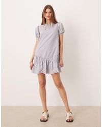 Glamorous - Chuck On Drop Waist Mini Dress With Puff Sleeves - Lyst