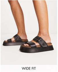 ASOS - Wide Fit Fearless Double Strap Flat Sandals - Lyst