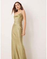 Pretty Lavish - Bridesmaid Keisha Cowl Neck Satin Maxi Dress - Lyst