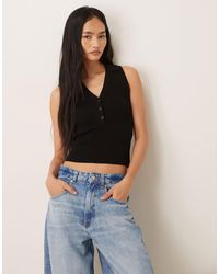 Jdy - Rib Knit Sleeveless Polo - Lyst