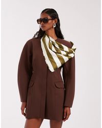 ASOS - Foulard en satin à rayures - vert olive - Lyst