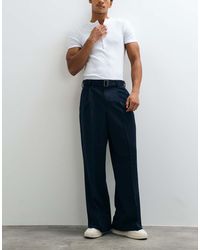 ASOS - Tailored Loose Leg Trousers With Buckle Belt - Lyst