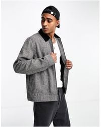 ASOS - Wool Look Textured Harrington Jacket With Cord Collar - Lyst