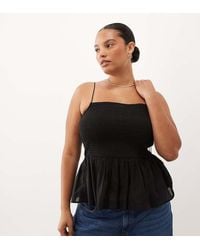 ASOS - Asos Design Curve Shirred Detail Peplum Cami - Lyst