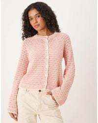 ASOS - Crochet Stitch Cardigan With Blanket Stitch - Lyst
