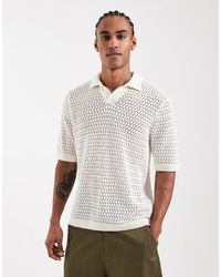 Only & Sons - Open Knit Split Neck Polo - Lyst