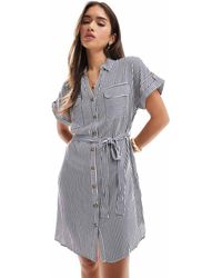 Vero Moda - Vestito Camicia Corto A Righe Con Tasche - Lyst