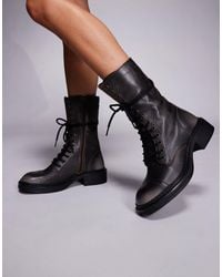 Steve Madden - – rory dk – schnürstiefel aus leder mit braunem patina-effekt - Lyst