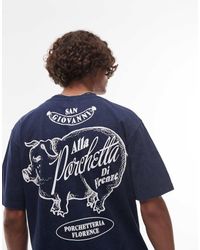 TOPMAN - T-Shirt Met Oversized Pasvorm En Porchetta-Print Op De Voor- En Achterkant - Lyst
