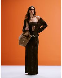 Mango - – häkel-maxikleid aus baumwolle - Lyst