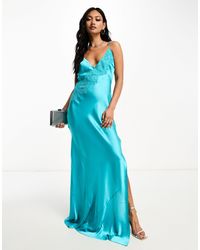 ASOS - Satin Cowl Back Cami Maxi Dress With Lace Applique - Lyst