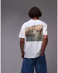 TOPMAN - Premium Relaxed Fit T-shirt With Front And Back Gondola Print And Embroidery - Lyst