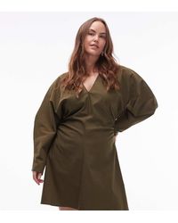 ASOS - Asos Design Curve V Neck Ruched Bengaline Mini Dress - Lyst