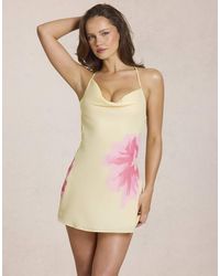 Oh Polly - Cowl Neck Backless Detail Floral Print Mini Dress - Lyst