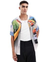 ASOS - Camisa Holgada Con Cuello De Solapas Y Estampado De Paisaje De - Lyst