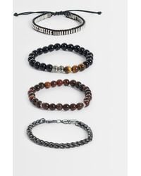 ASOS - 4 Pack Black And Faux Tigers Eye Beaded Bracelet Chain - Lyst