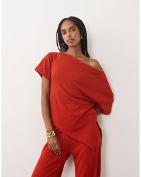 ASOS - Textu Crochet Jersey Off Shoulder Top Co-ord - Lyst