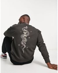 Jack & Jones - Originals Oversized Sweat With Snake And Moon Back Print - Lyst