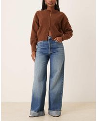 Mango - Cotton Wide Leg Turn Up Jean - Lyst