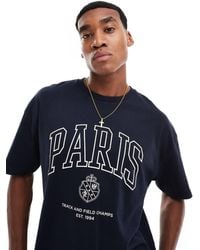 ASOS - Oversized Recht T-Shirt Met Campus Print Op De Voorkant - Lyst