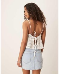 ASOS - Textured Lace Frill Detail Tie Back Cami Top - Lyst