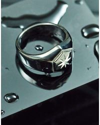 ASOS Smalle Zegelring Met Reliëf in het Metallic voor heren Heren Sieraden voor voor Ringen voor 