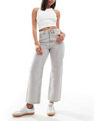 Bershka - Ankle Length Straight Wide Leg Jeans - Lyst
