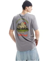 Timberland - T-shirt oversize grigia con stampa di paesaggio di montagna sul retro - Lyst