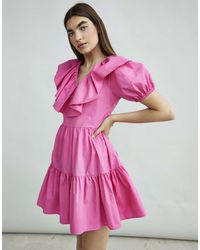 Glamorous - Puff Ruffle Mini Dress - Lyst