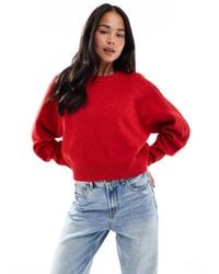ASOS - Jersey Con Cuello Redondo, Mangas Raglán Y Detalle Acanalado De Punto Inglés De - Lyst