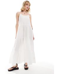 Monki - Maxi Sun Dress With Tiered Layers And Strappy Low Back - Lyst