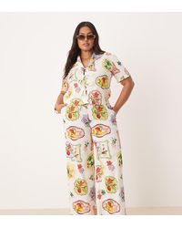 Nobody's Child - Pantalones De Pernera Recta Con Estampado De Postales De Frutas Shona De (Parte De Un Conjunto) - Lyst