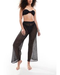 In The Style - X Perrie Sian Sequin Crochet Wide Leg Beach Trousers Co-ord - Lyst