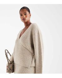 4th & Reckless - Wool Feel Soft Knit Wrap Tie Detail Cardigan - Lyst