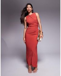 ASOS - High Neck Maxi Dress With Asymmetric Cowl Back And Cut Out Detail - Lyst