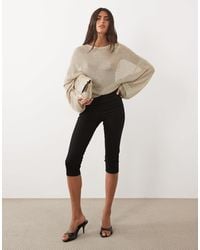 Lioness - Bloom Cotton Blend Sheer Metallic Long Sleeve Crew Neck Boxy Knit Top - Lyst