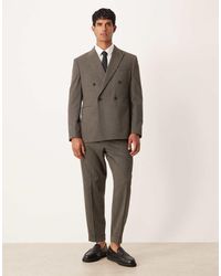 ASOS - Pantalones De Traje De Corte Tapered Holgado Con Raya Diplomática De Franela De - Lyst