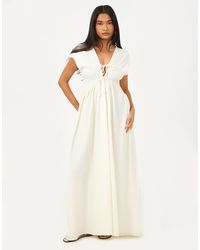 Brave Soul - Textured Jersey V-Neck Midi Dress With Tie Detail - Lyst
