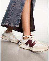 New Balance - Zapatillas deportivas blanco hueso y burdeos 327 - Lyst