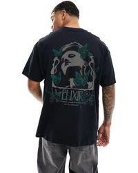 ASOS - Camiseta negra extragrande con estampado grunge en la espalda - Lyst