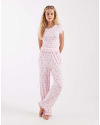 Loungeable - Ribbed Jersey Top And Trouser Pyjama Set - Lyst