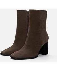 Pull&Bear - Enkellaarzen Van Leer Met Hoge Hak - Lyst