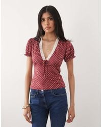 Miss Selfridge - V-neck Tea Top - Lyst