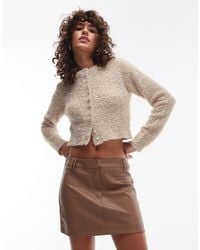 TOPSHOP - Faux Leather Tailored Mini Skirt - Lyst