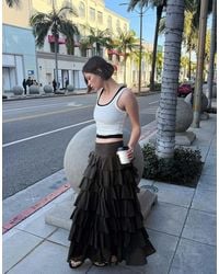 Bershka - Rustic Frill Midi Skirt - Lyst